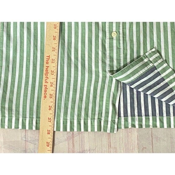 SCOTCH & SODA AMSTERDAM Shirt Mens Medium Green Striped Short Sleeve Button Up - Picture 8 of 11